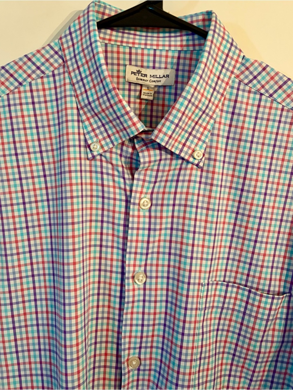 Peter Millar Multicolor Plaid Button-Down Shirt — Blue, Pink, Green